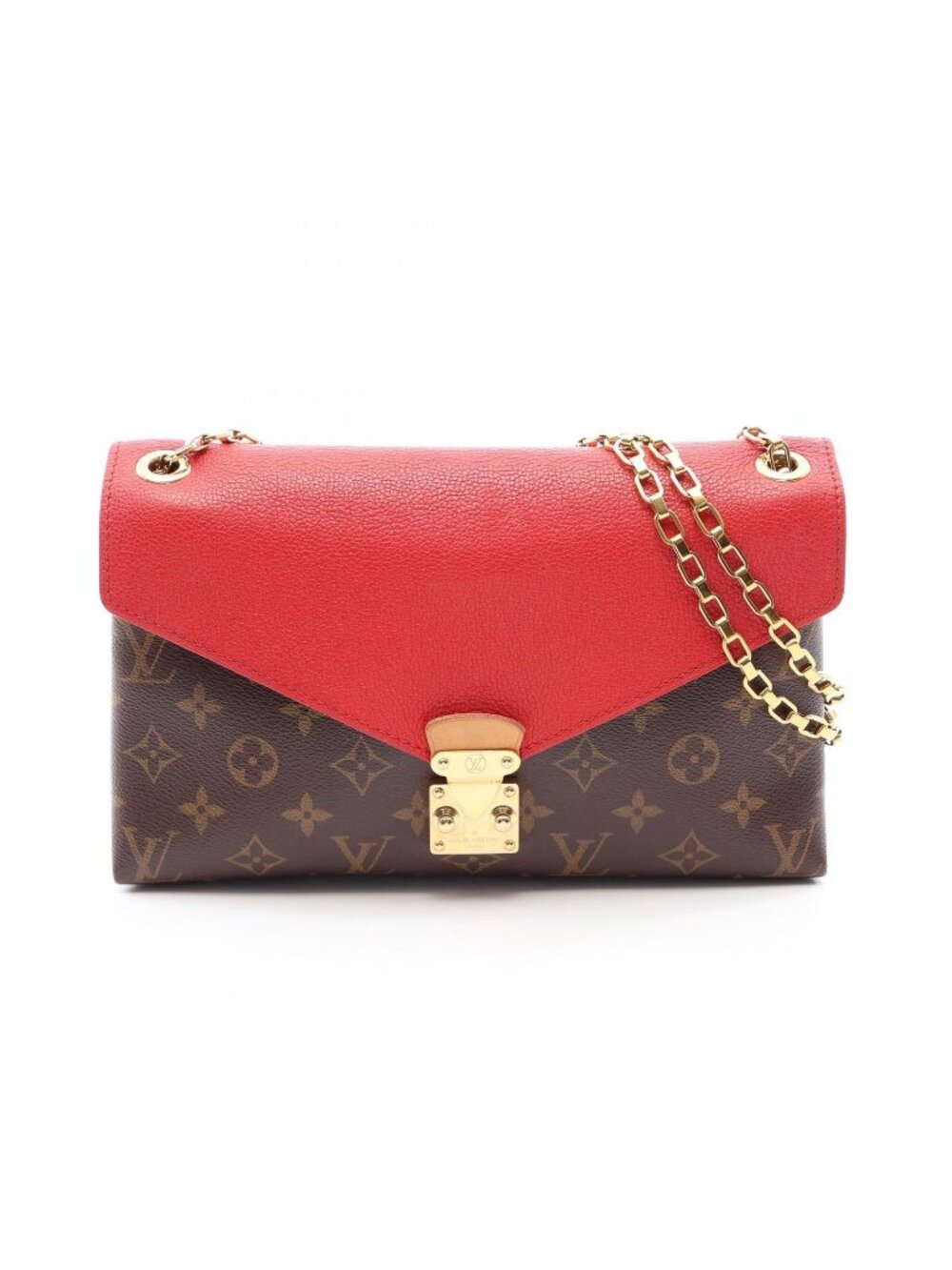 Louis Vuitton Shoulder Bag Pallas Chain Monogram Cerise Leather
